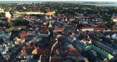 Aerial View of European City Architecture