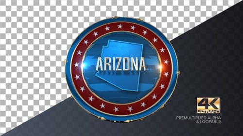Patriotic 3D Emblem with American Flag and State Map Reveal