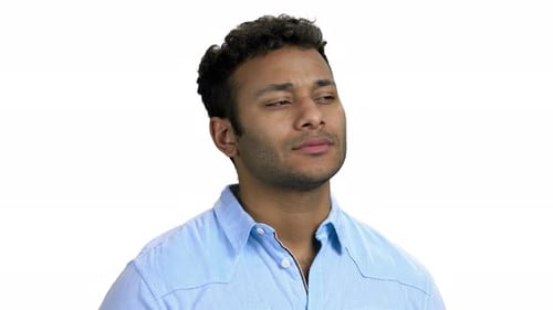 Young Man Smiling on White Background