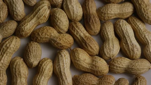 Cinematic, rotating shot of peanuts on a white surface - PEANUTS 004