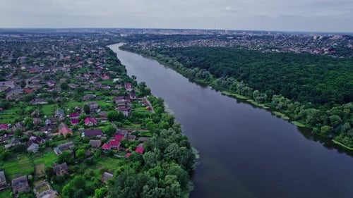 Aerial View of Green Forest and River