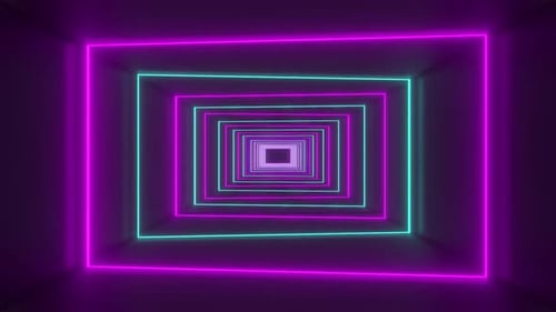 Tunnel and Glowing Neon Lights