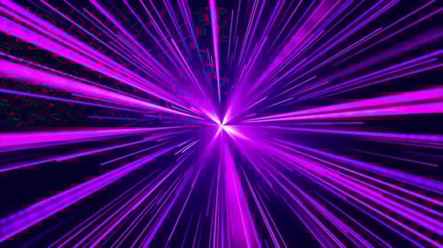 Speed of digital lights, neon glowing rays Lines into digital technologic tunnels.