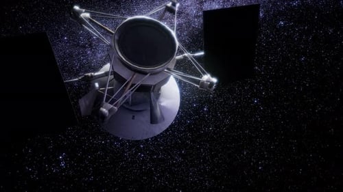 Futuristic Satellite Exploring Deep Space Animation