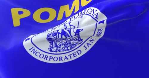 Waving Flag of Pomona City, California Seamless Loop