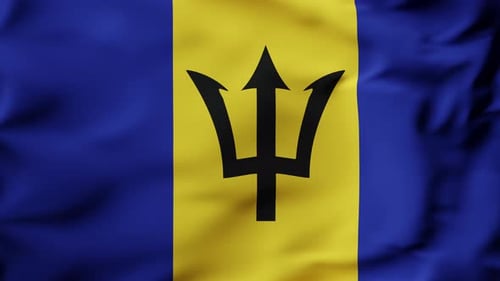 Barbados National Flag Waving in Wind Animation