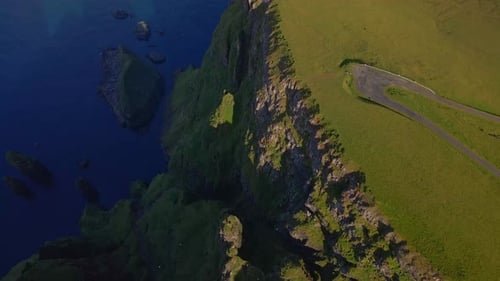 Drone Of High Sea Cliff Beinisvord