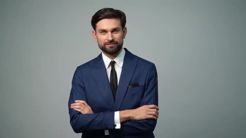 Smiling Businessman Portrait in Blue Suit
