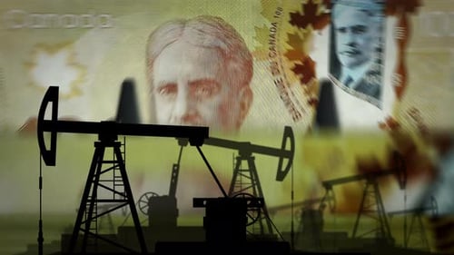 Canada Dollar money counting with oil pump