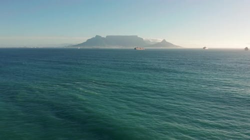 Flight Over Bigbay Beach Towards Cape Town South Africa and Table Mountain