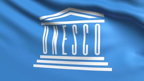 UNESCO Flag Waving with Realistic Fabric Loop Animation