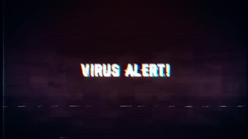 ¡Alerta de virus! texto con efecto retro glitch