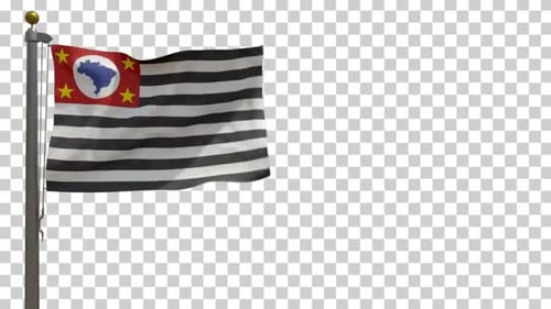 Waving Sao Paulo State Flag Animation with Alpha Channel
