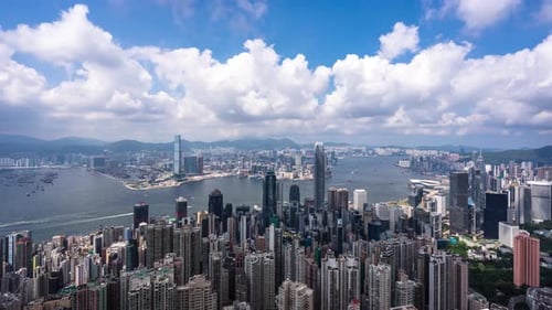 Zeitraffer der Skyline der Stadt in Hongkong, China