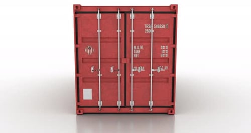 Red Shipping Container Doors Opening Animation