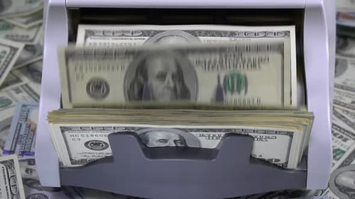 Money Counter Machine Counting Hundred Dollar Bills