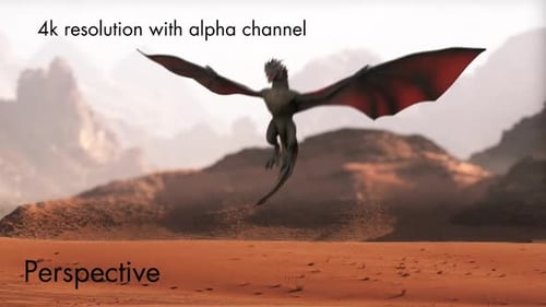 Animated 3D Dragon Flying and Roaring with Alpha Channel