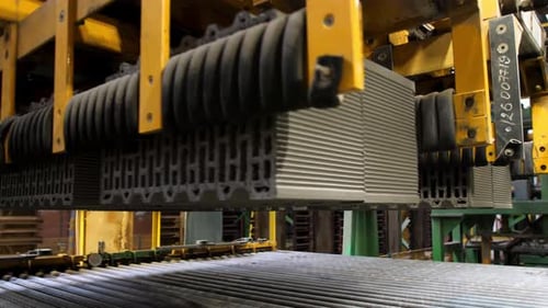 Brick production at the ceramic bricks factory