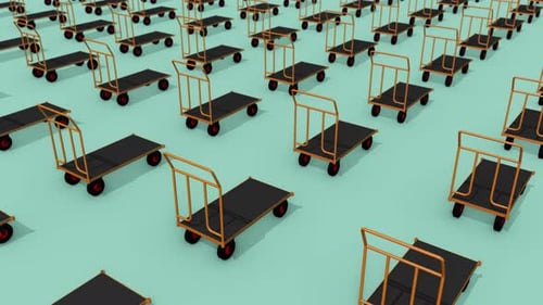 A Lot Of Trolley In A Row 4K