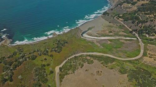 Top view of a coastline road at daytime