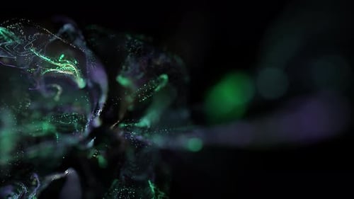Abstract Flowing Green and Purple Particle Background Animation