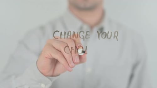 Man Writes "Change Your Choice" On Clear Surface