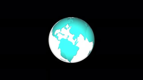 Animated Spinning World Globe on Black Background