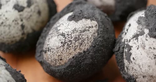 Extreme Close Up of Preserved Eggs