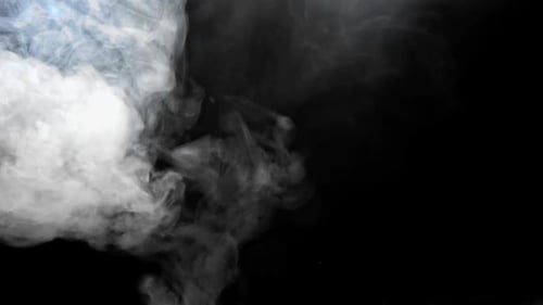 Wispy White Smoke Expanding on Black Background