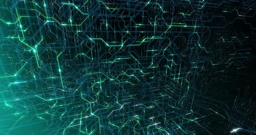 4K seamless loop of printed circuit board (PCB) in motion.