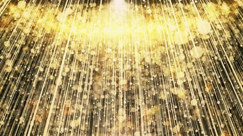 Falling Golden Particles and Light Rays Background