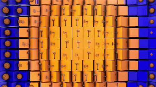 3D Basketball Cubes Grid Reveal Animation