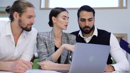 Business Meeting. People Working On Computer In Modern Office