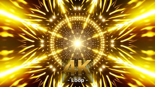 Sparkling Golden Light Beams Tunnel Background Animation