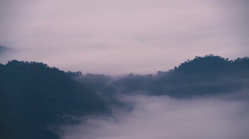 Fog Moving With Mountain