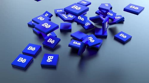 Modern 3D Logo Reveal with Falling Blue Squares