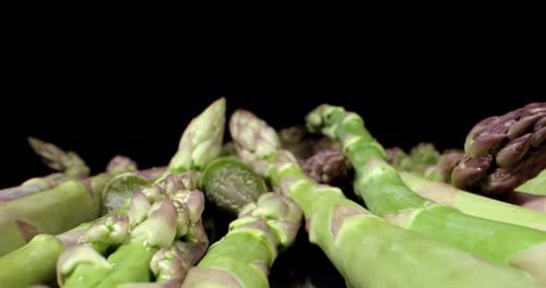 Fresh Asparagus green healthy vegetable super macro close up 4k