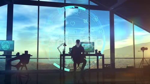 The photographer works with holographic projection HD