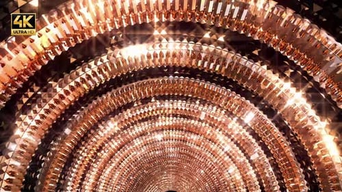Shimmering Golden Tunnel Abstract Background Animation