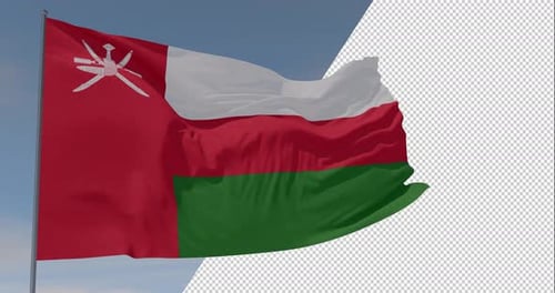 Realistic Oman Flag Waving Seamless Loop with Alpha Channel