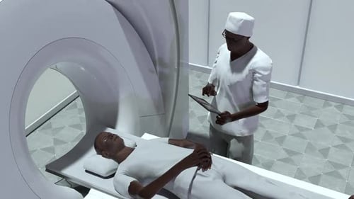 3D Animated Doctor Performs Medical Scan on Patient
