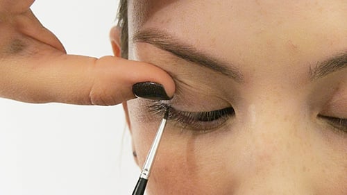 Eyelashes Receiving Makeup Application Close Up
