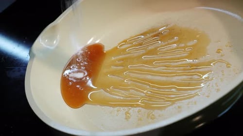 Dalgona cookies making of white sugar and baking soda.