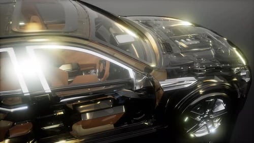 Motor y otras piezas visibles en el automóvil