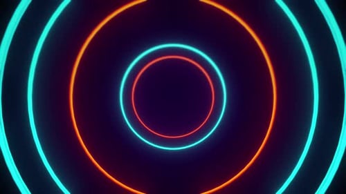 Vj Loop Of Tunnel Of Orange And Blue Neon Circle Lights