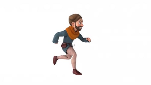 Fun 3D cartoon medieval man with alpha
