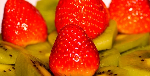Fresh Strawberries and Kiwi Fruit Close-Up