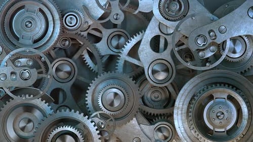 Mechanical Clockwork Gears Working Seamless Loop Background