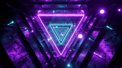 Seamless Loop Motion Graphics Of Flying Into Triangle Digital Tunnel