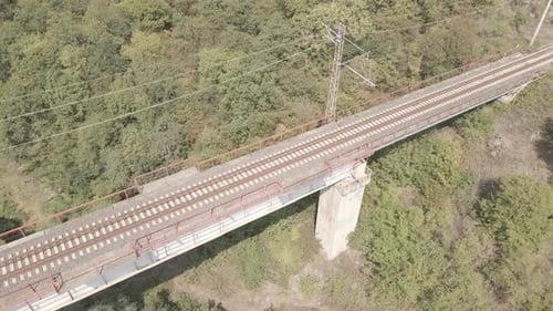 Aerial view of empty Railway bridge in Samtskhe-Javakheti region, Georgia.